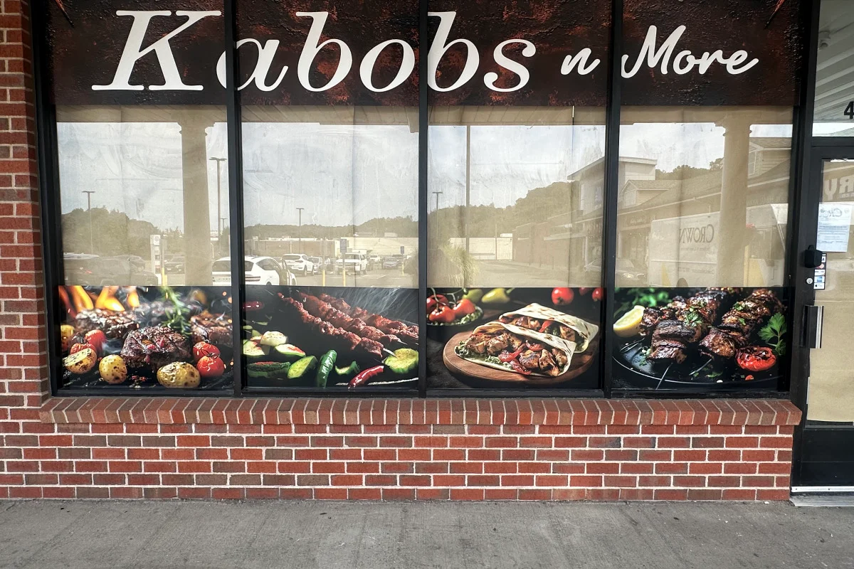 kabobs n more full storefront signage window graphics