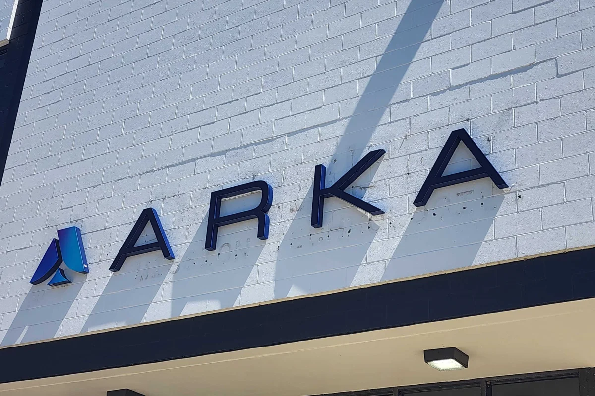 ARKA storefront sign