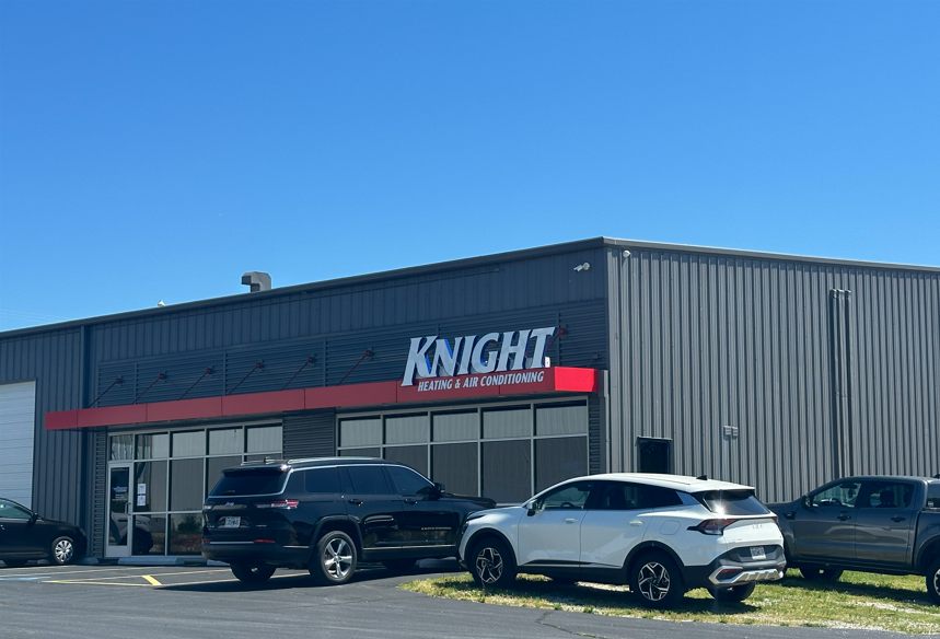 knight heating and air storefront sign