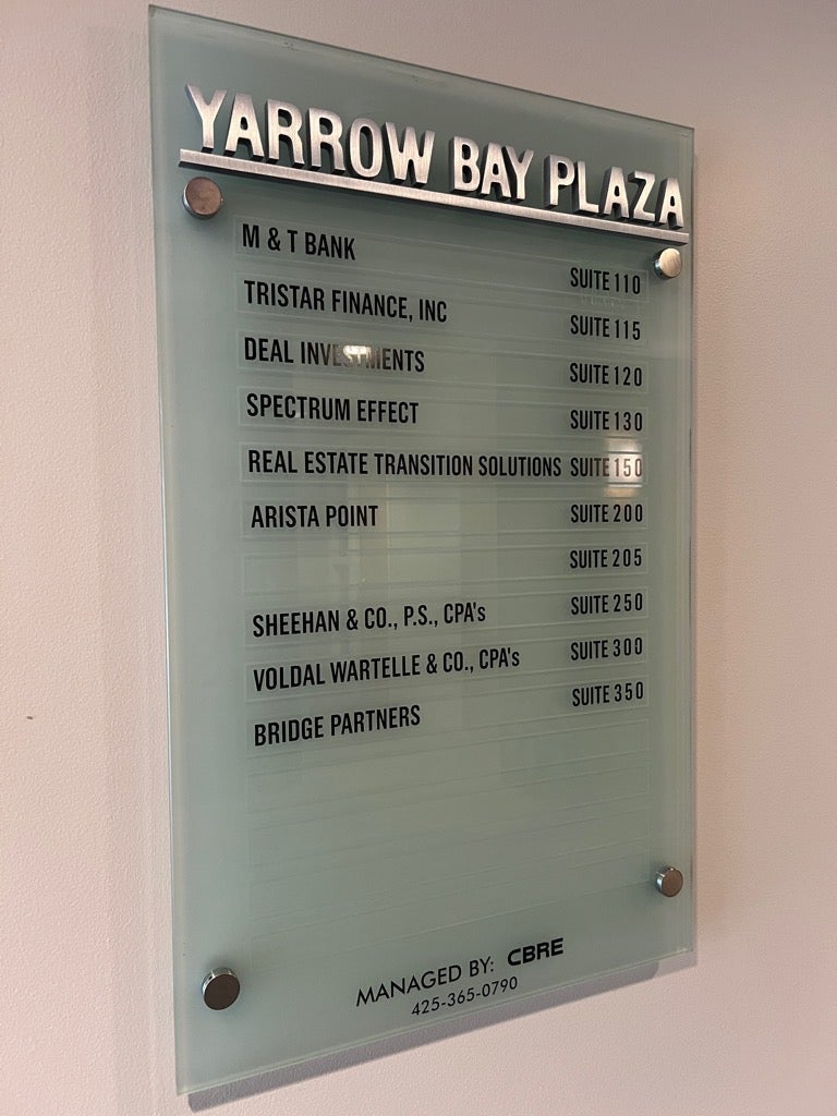 Property and Office Suite Signs, CBRE, Kirkland, WA