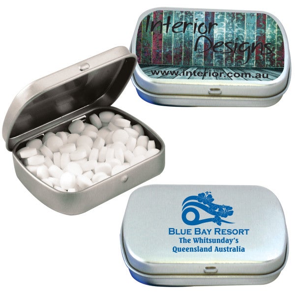 Custom Sugar Free Breath Mints in Silver Tin