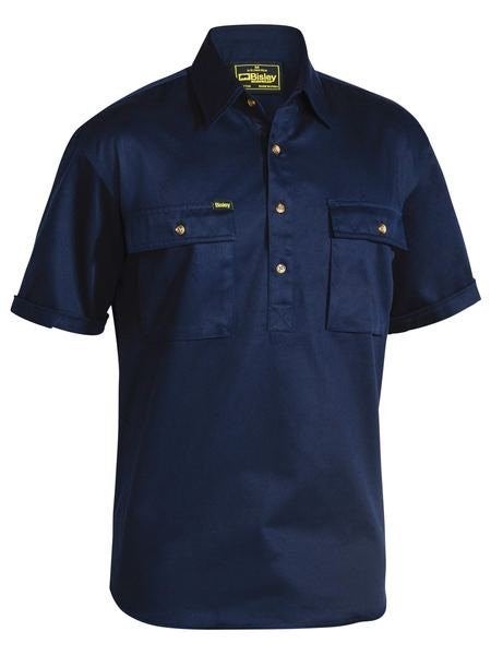 CLOSED FRONT COTTON DRILL SHIRT - SHORT SLEEVE