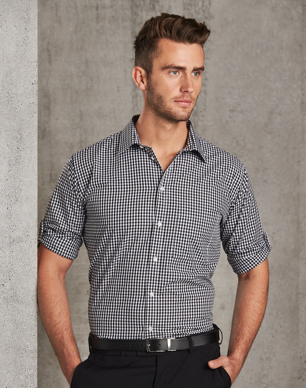 Men’s Gingham Check Long Sleeve Shirt