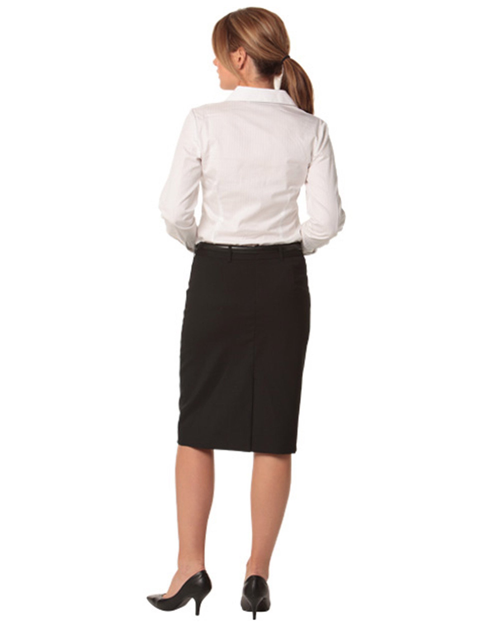 Wool Blend Mid Length Pencil Skirt