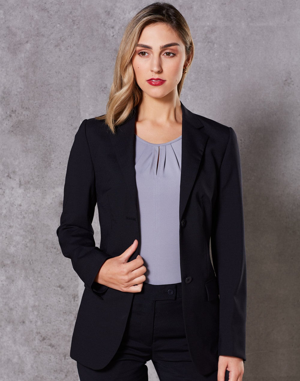 Wool Blend Stretch Mid Length Jacket