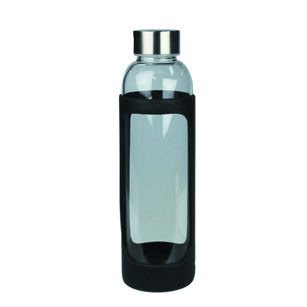 Custom Sleeve Glass Drink Bottle with Stainless Steel Lid