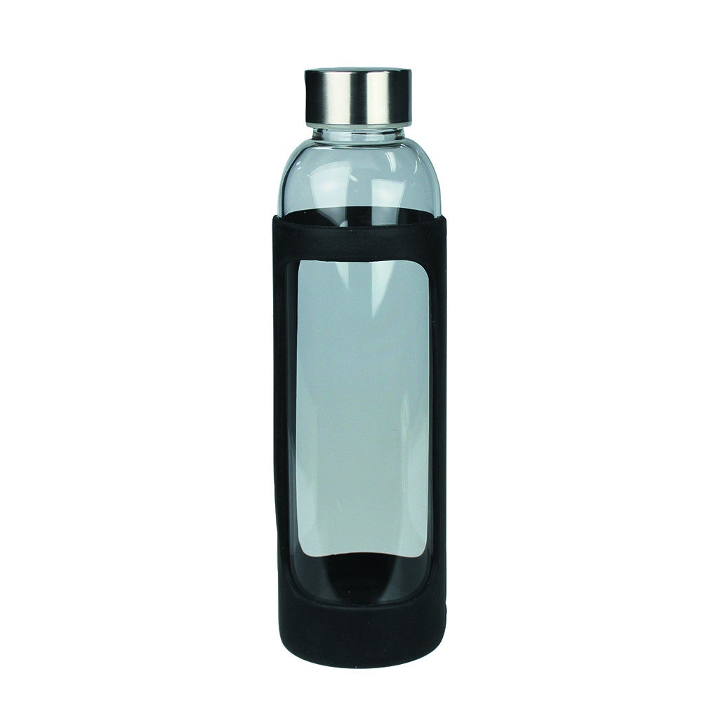 Sleeve Glass Drink Bottle with Stainless Steel Lid