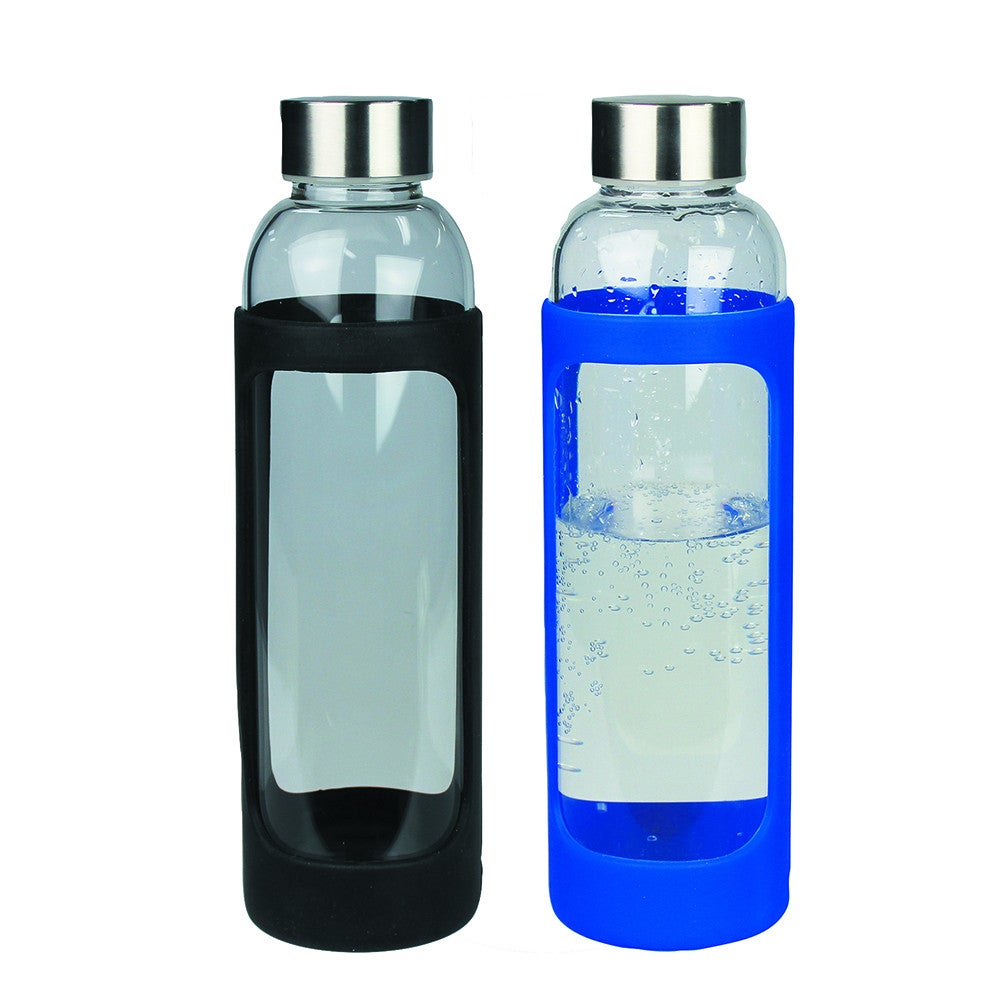 Sleeve Glass Drink Bottle with Stainless Steel Lid