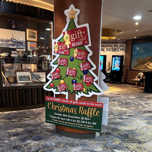 Christmas Raffle Indoor Signage Promotions Restaurant Club RSL