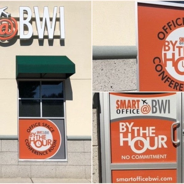 Smart Office BWI perforated window graphics