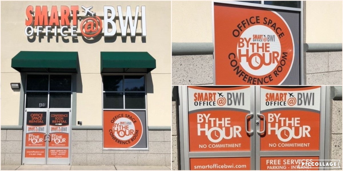 Smart Office BWI perforated window graphics