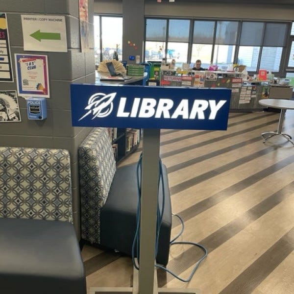 Central 301 Library Light Box sign Lit up