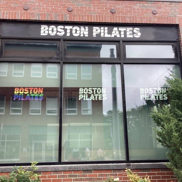 Boston Jamaica Plain Boston Pilates vinyl graphics and window graphics