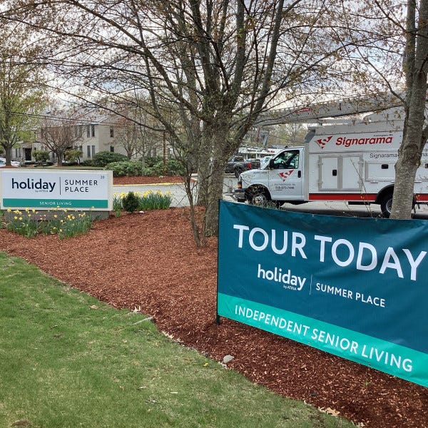 Holiday by Atria sign face & banner Chelmsford MA