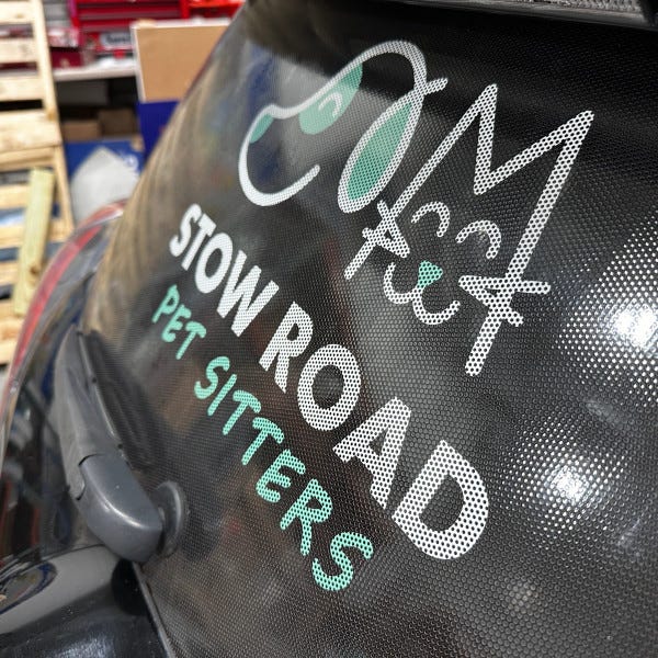 Stow Road Pet Sitters rear window perf Stow MA
