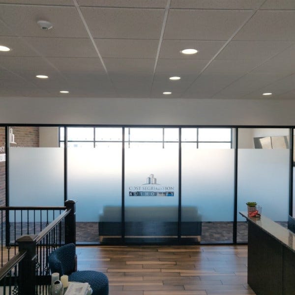 Office Dusted Window Privacy Coverings