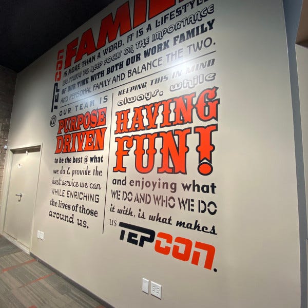 TEP CON -Tucson Electric Power interior wall graphics about family created and install by Arcadia Signarama call us at 602.954.4680 or online at http://www. ArcadiaSignarama.com