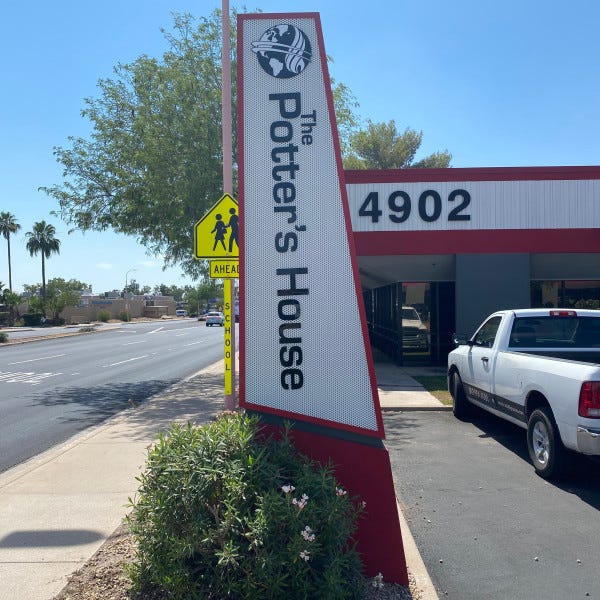 Potters House Christian Church monument sign created and installed by Arcadia Signarama call us at 602.954.4680 or online at http://www.ArcadiaSignarama.com