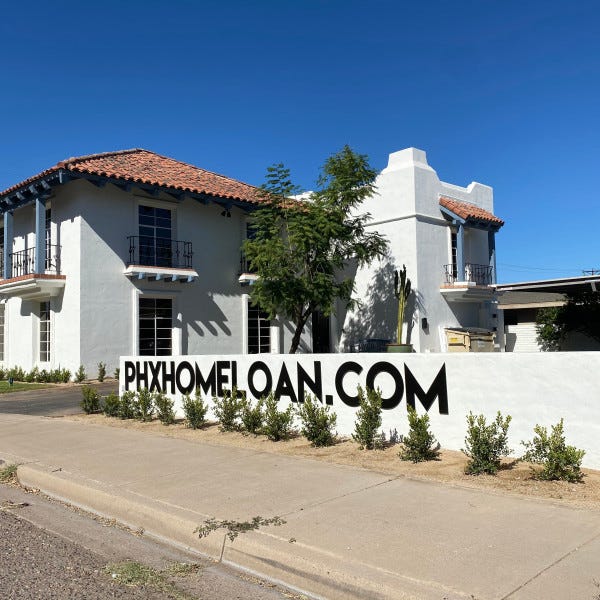 Phoenix Home Loan - PHXHOMELOAN.com Dimensional Lettering outdoor wall sign created and Installed by Arcadia Signarama call us at 602.954.4680 or online at http://www.ArcadiaSignarama.com