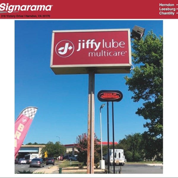 JIffy Lube Reverse Routed Pylon Face