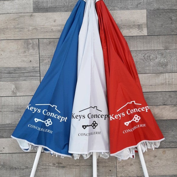 Marquage des parasols publicitaire pour Keys Concept