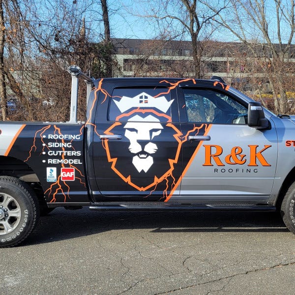 R&K Roofing Partial Vehicle Wrap Danbury CT