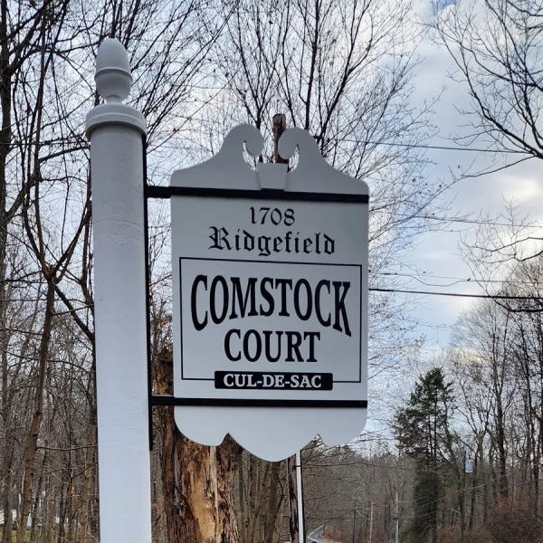 Comstock Court Custom Hanging Sign - After