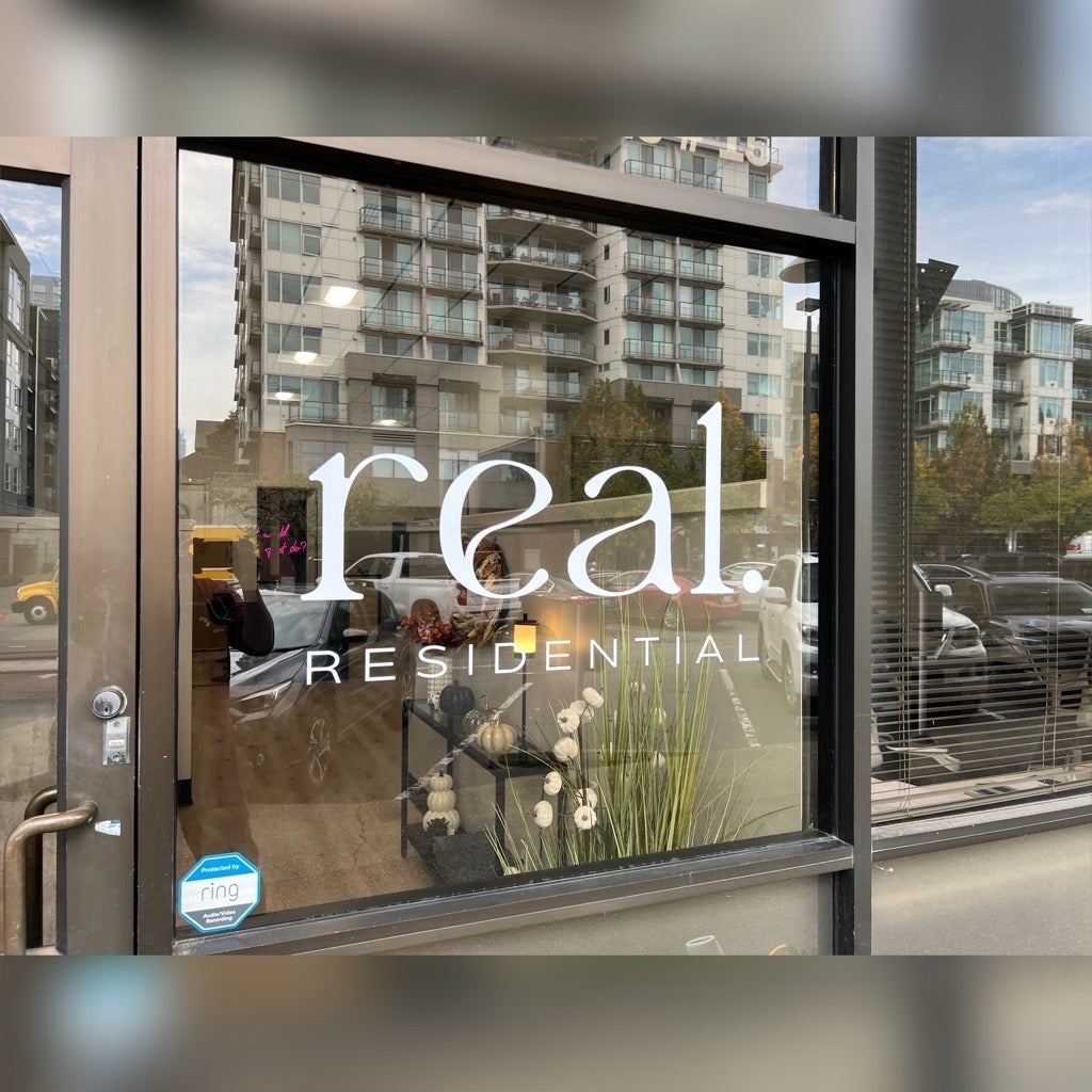 Branded Window Graphics office for Real Residential, Bellevue, WA
