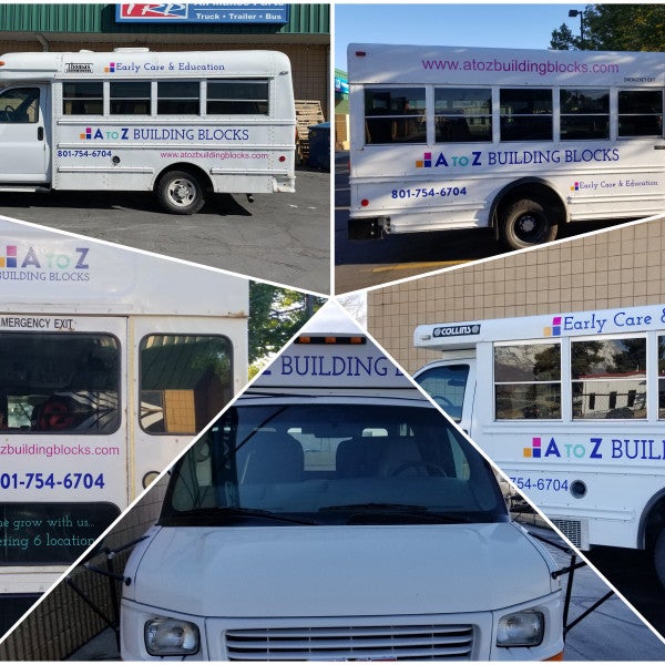 Vehicle fleet graphics • Bus Decals & Lettering • Storefront Lit Cabinet • Window Graphics - American Fork, Draper, Eagle Mountain, Orem, and Spanish Fork, Ut.