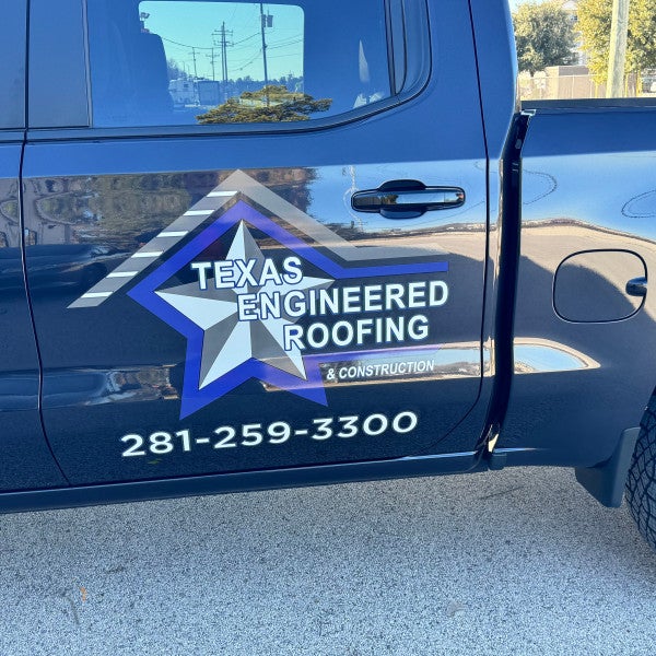 Truck graphics for Texas Engineered Roofing in Magnolia, TX
