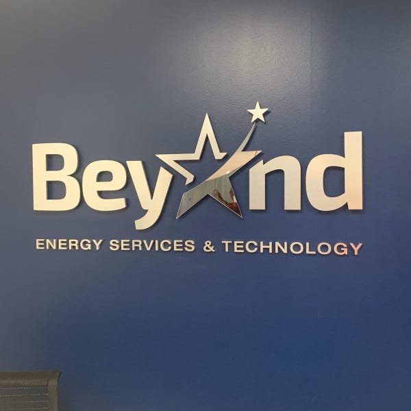 Lobby Sign for Beyond Energy Services & Technology of Spring