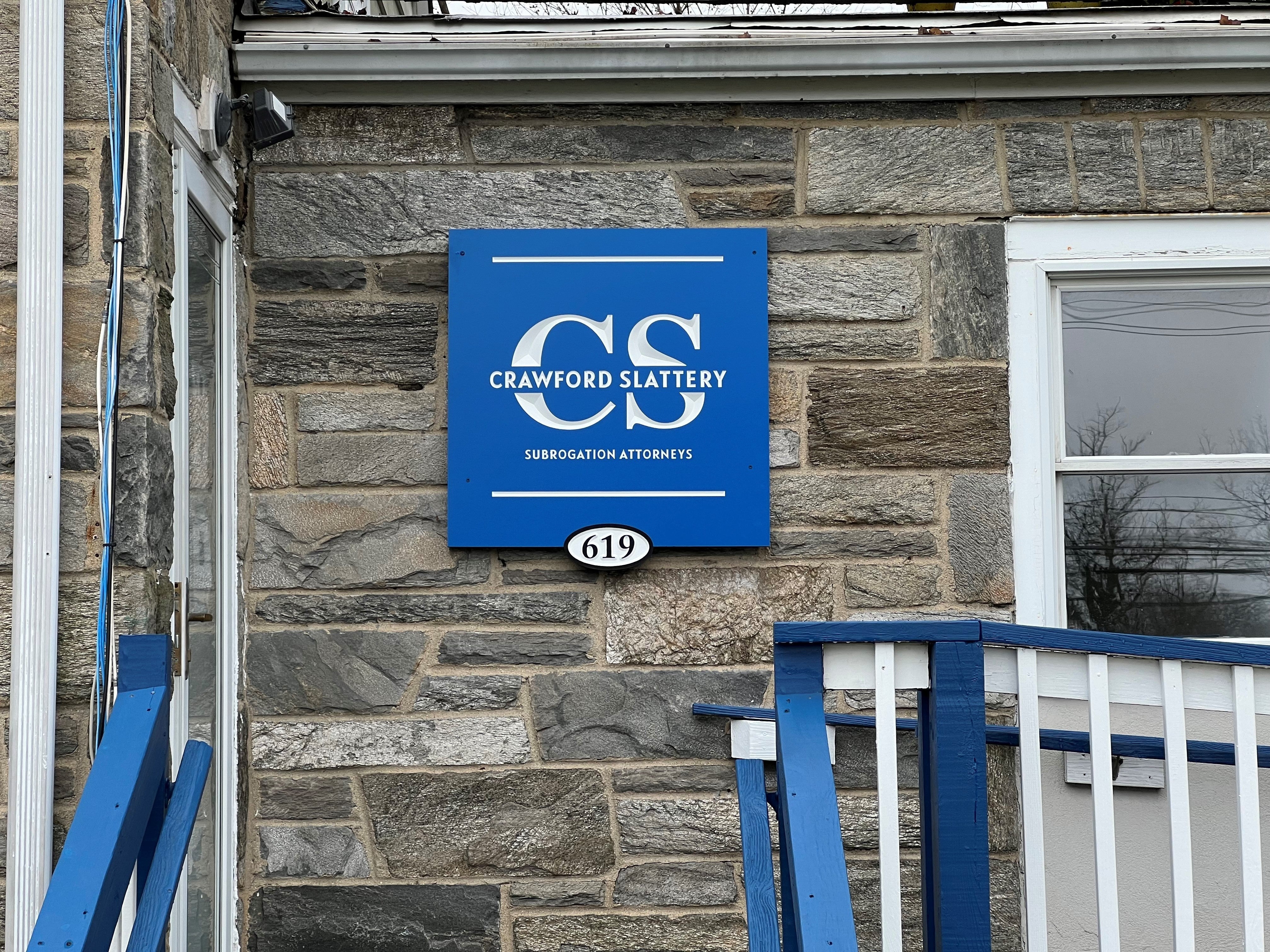 Carved/Painted Business sign for Crawford Law in Audobon NJ