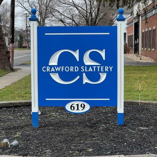 Carved/Painted Business sign for Crawford Law in Audobon NJ