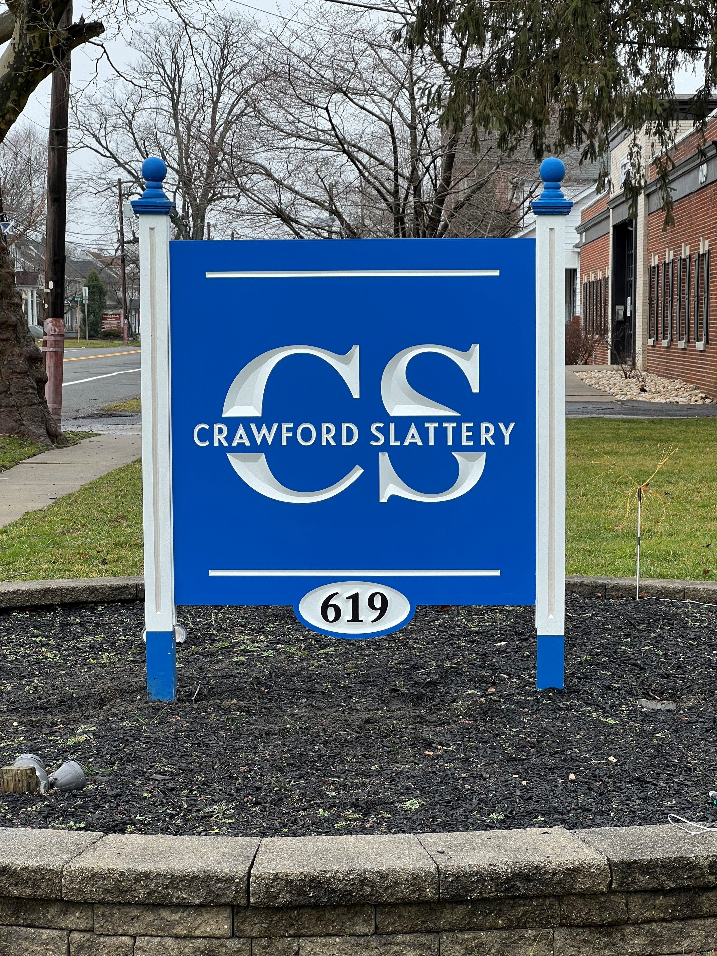 Carved/Painted Business sign for Crawford Law in Audobon NJ
