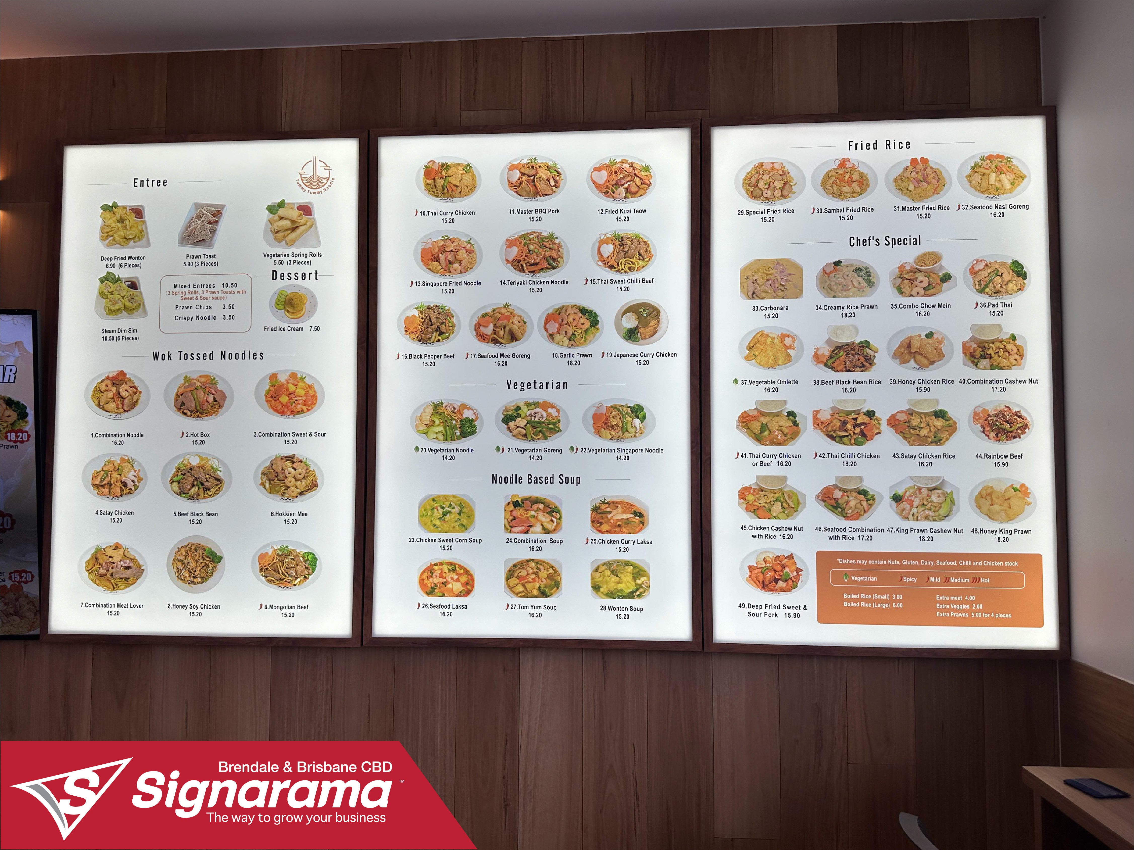 Illuminated Menu Boards for Restaurant