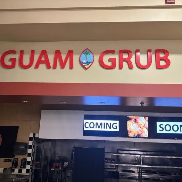 Store sign for Guam Grub at Everett Mall, WA