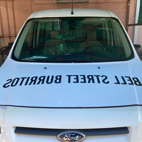 Bell Street Burritos Reverse Read Vehicle Graphics
