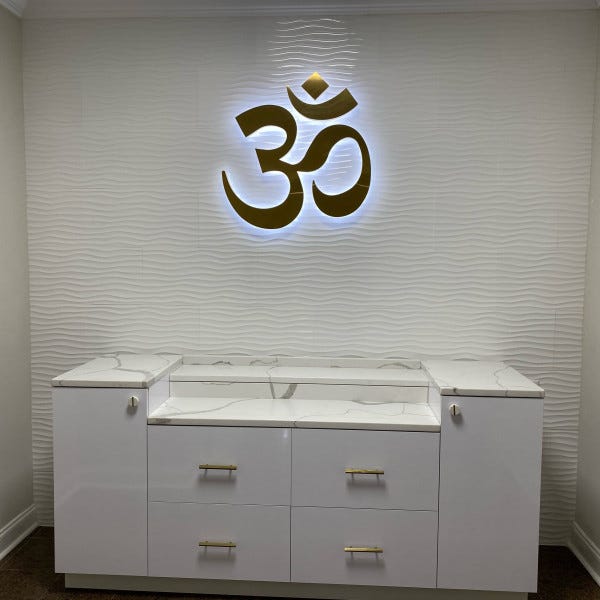 Rippal Patel Halo Lit Gold Vertical Brushed sign 4