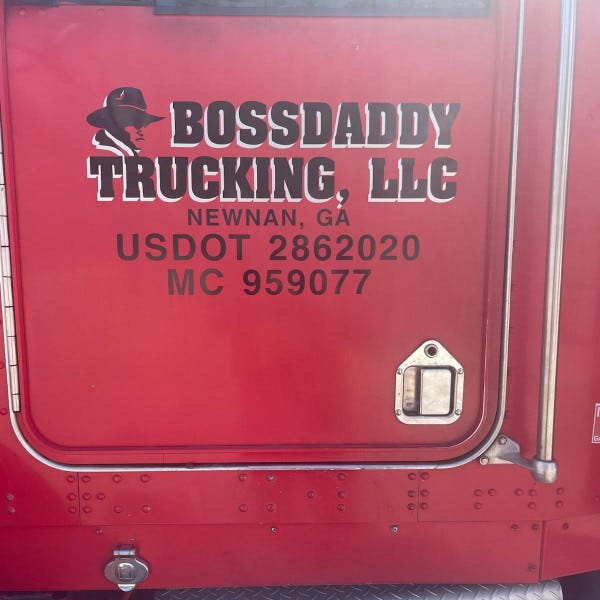 Boss Daddy Trucking LLC Truck Logo & Lettering