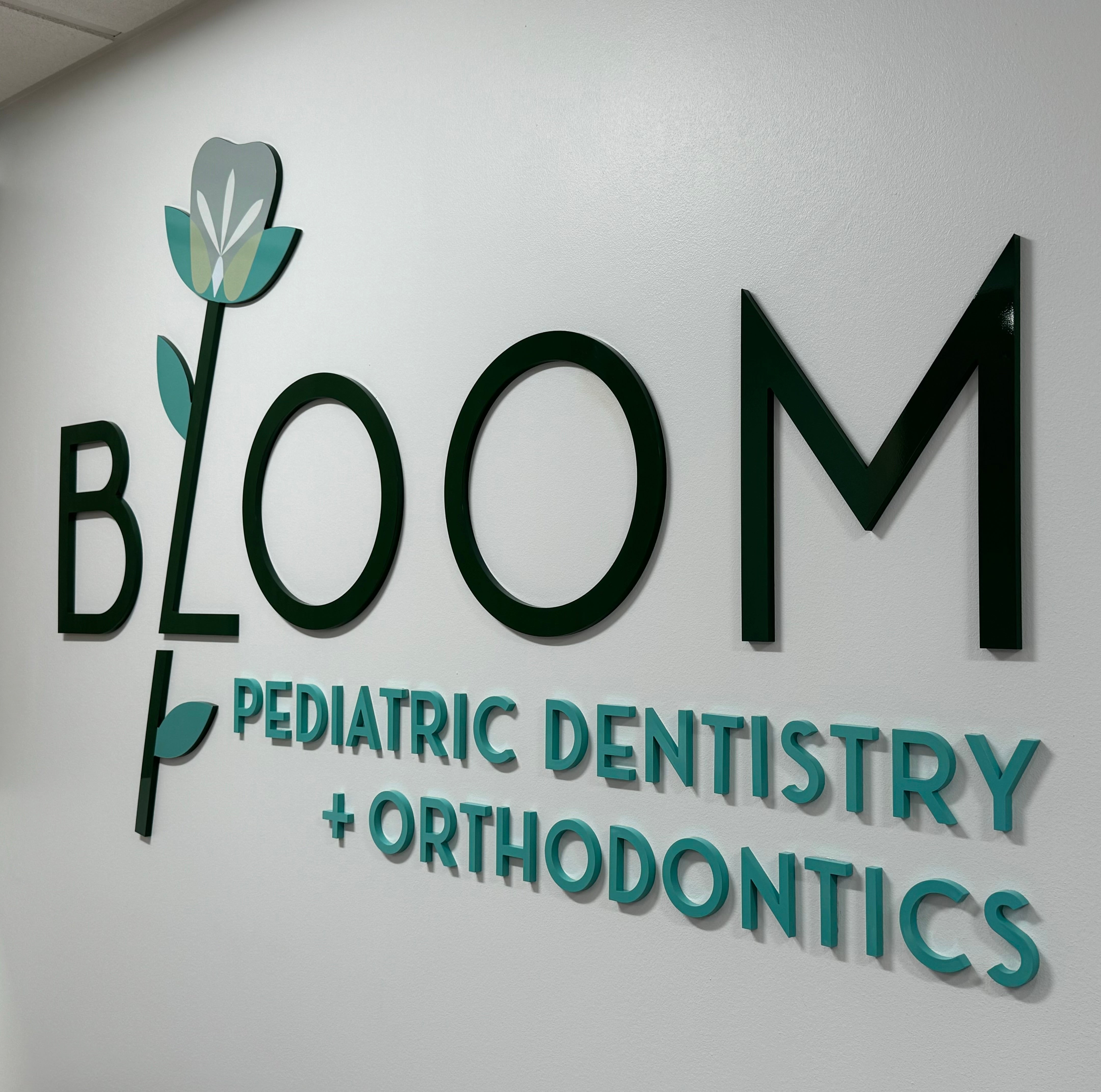 Reception Sign and Window Frosting, Bloom Dentistry in Fairfax