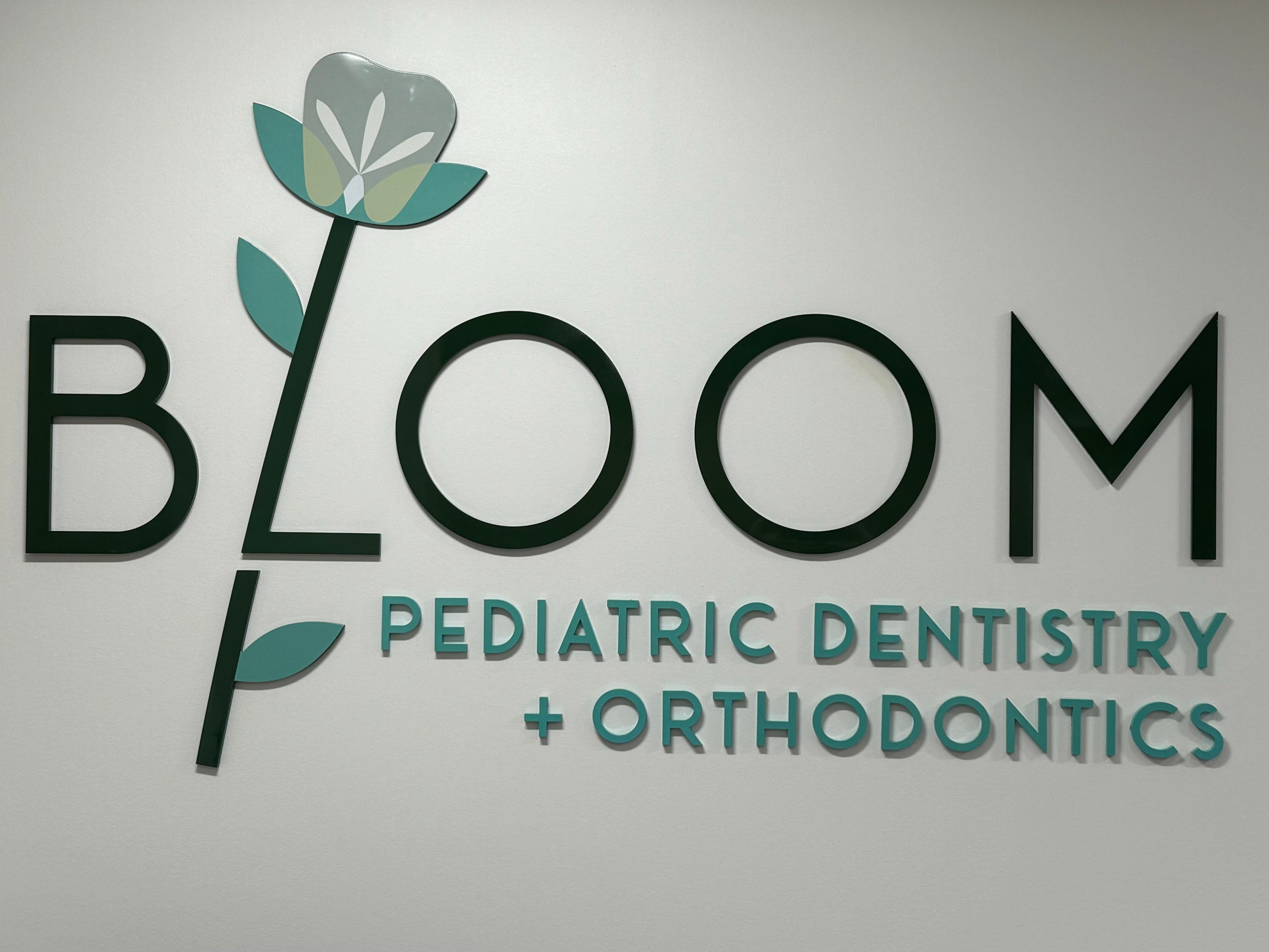 Reception Sign and Window Frosting, Bloom Dentistry in Fairfax