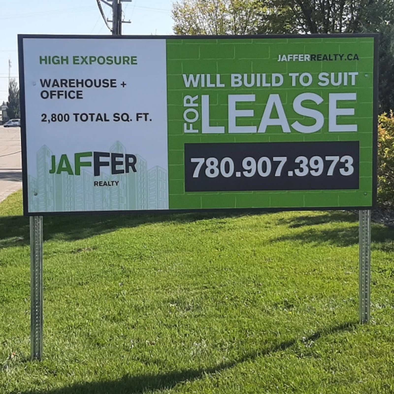 For Lease Post & Panel Sign for Jaffer Realty in Edmonton, AB