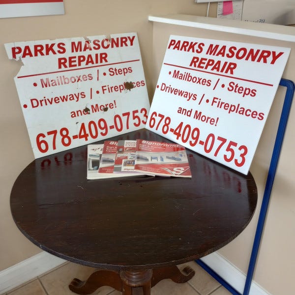 Park Masonry Repair Yard Signs