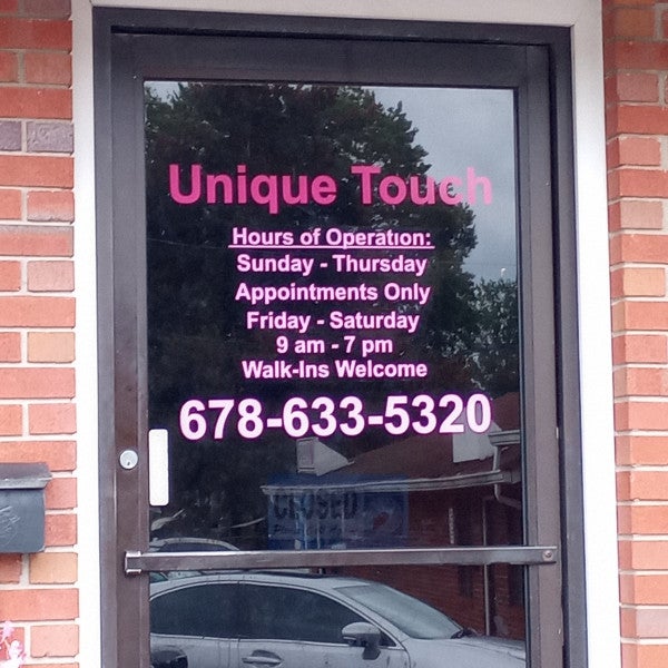 Door Graphics for "Unique Touch" Beauty Salon
