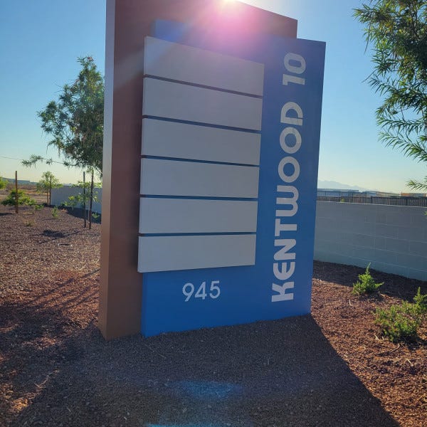 Kentwood Business Park Blade monument sign by Arcadia Signarama Phoenix, AZ 85008, 602.954.4680, ArcadiaSignarama.com