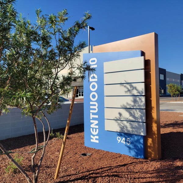 Kentwood Business Park Blade monument sign by Arcadia Signarama Phoenix, AZ 85008, 602.954.4680, ArcadiaSignarama.com