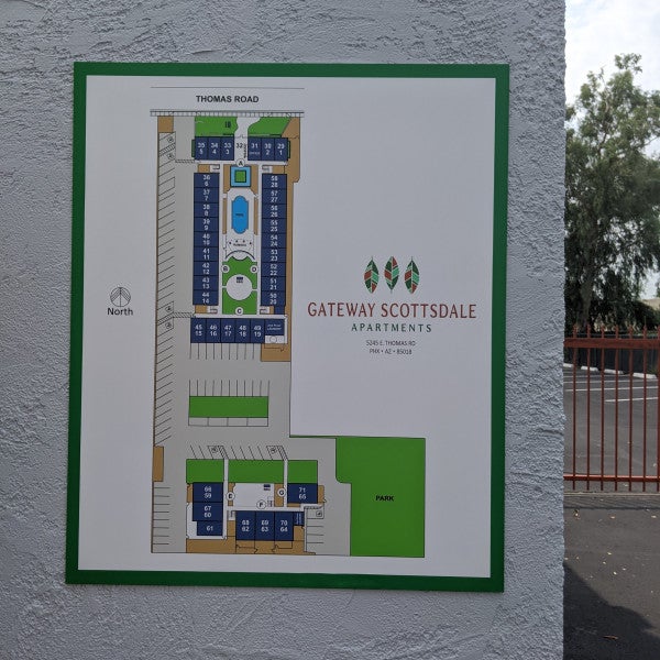 Gateway Scottsdale Apartments 5245 E Thomas Rd, Phoenix, AZ, 85018 by Arcadia Signarama Phoenix, AZ 85008, 602.954.4680, ArcadiaSignarama.com
