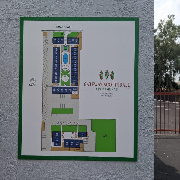 Gateway Scottsdale Apartments 5245 E Thomas Rd, Phoenix, AZ, 85018 by Arcadia Signarama Phoenix, AZ 85008, 602.954.4680, ArcadiaSignarama.com