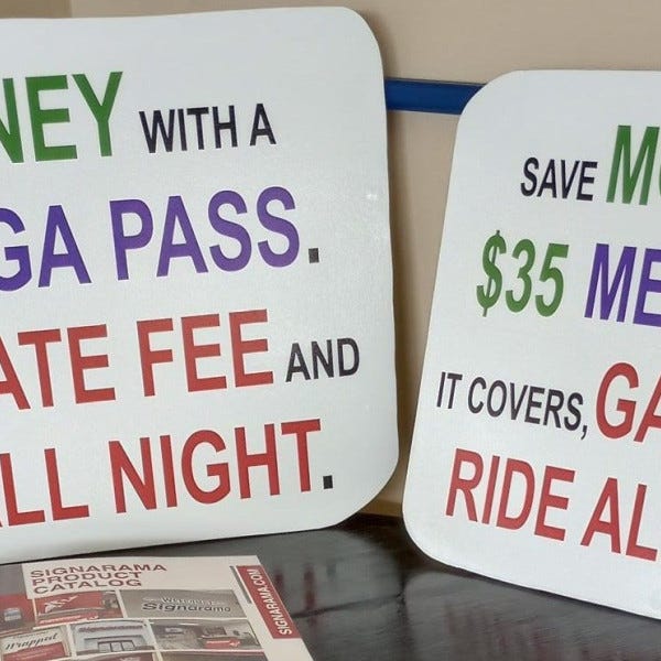 Kiwanis Mega Pass Sign