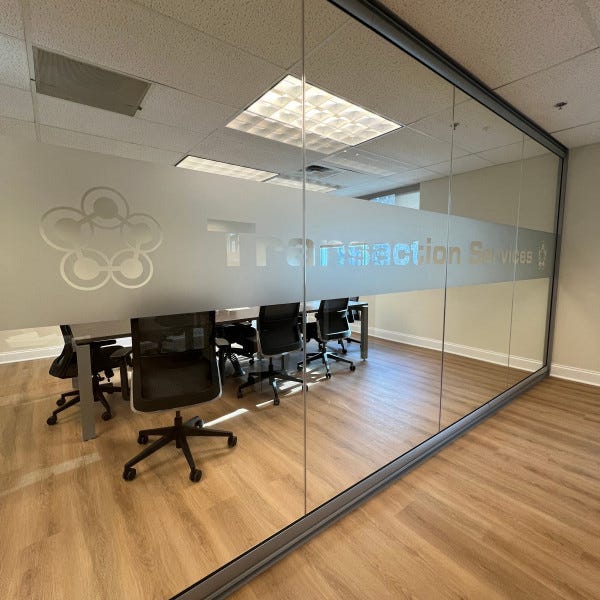 Transactions services window frosting